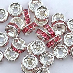 Rondell. Strasszos köztes gyöngy, rondella. 6mm. AAA. Mályva.  100db/csomag.