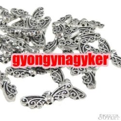   100db. Angyalszárny. 14x4x4.5mm. Antik ezüst  szín. Fémgyöngy, köztes gyöngy. 