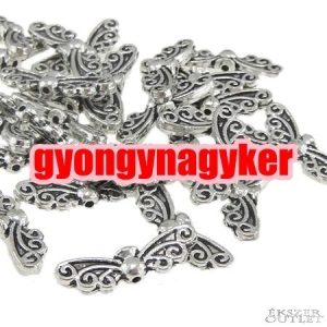 100db. Angyalszárny. 14x4x4.5mm. Antik ezüst  szín. Fémgyöngy, köztes gyöngy. 
