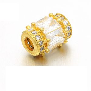 Kiárusítás! Cirkon kristályos köztes gyöngy. 11.5x9.8mm. Arany szín.