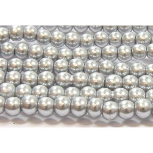 100db. Üveg tekla gyöngy. 6mm. Világos szürke.