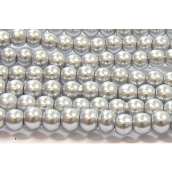 100db. Üveg tekla gyöngy. 6mm. Világos szürke.