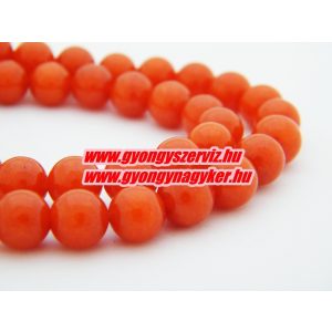 Jade ásványgyöngy. 8mm.  Borostyán. 1 szál.