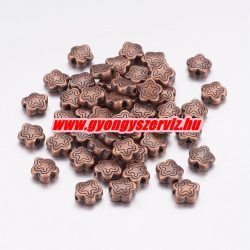 Fém köztes gyöngy. 7x7x2.5mm. Antik réz szín. 100db.