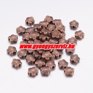 Fém köztes gyöngy. 7x7x2.5mm. Antik réz szín. 100db.