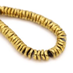   Leárazás! 1 szál. Hematit hullámos tallér.  6x1.5mm. Arany szín.