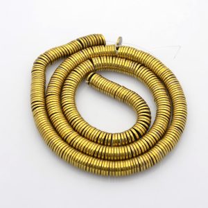 1 szál. Hematit korong. 6x1mm. Antik arany szín. 