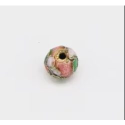   10db. Cloisonne gyöngy. Rekeszzománc gyöngy. 8mm. Rózsaszín.