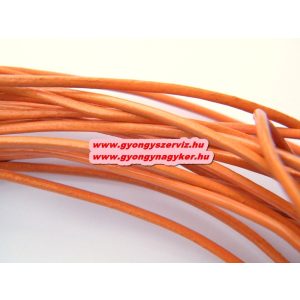 Hengeres bőr szál, bőr zsinór. 2mm. 1m. Világosbarna.10db/csomag.
