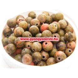 Unakit ásványgyöngy. 10mm.1 szál, kb. 40cm.