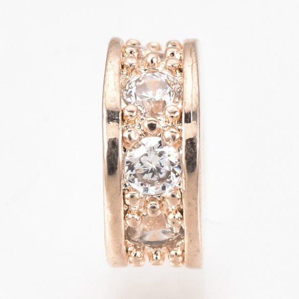 Kiárusítás! Cirkon köztes gyöngy. 7x3mm. Rózsaarany szín.