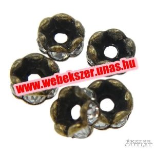 100db. Fémgyöngy. Fém köztes gyöngy. Rondell.  Bronz. 4x2mm.   
