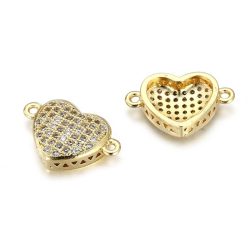   Kiárusítás! Cirkon szív összekötő elem. Arany szín, fehér kristály.