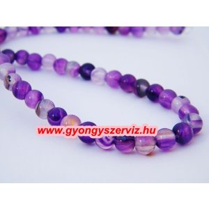 Leárazva! Achát gyöngy. 6mm. Lila.  1 szál.