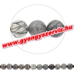 Fekete selyemkő. 6mm. 1 szál. (kb. 40cm)