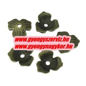 Gyöngykupak. 3 szirom. Antik bronz szín. 10.5x11x2.5mm.  100db.