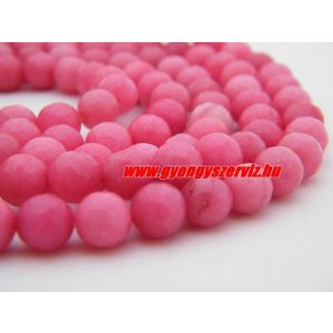 Csiszolt jade ásványgyöngy. 8mm. Sötét pink. 1 szál. (kb. 40cm)
