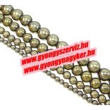 Leárazás! 1 szál. Hematit ásványgyöngy. 8mm. Pirit.