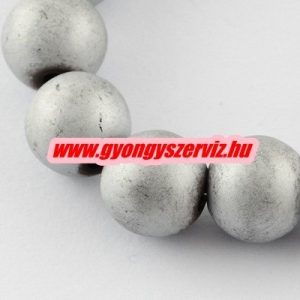Matt hematit ásványgyöngy. 8mm. Ezüst szín. 1 szál. (kb. 40cm)