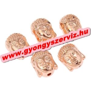 25db. Buddha gyöngy, tibeti fém köztes gyöngy. Rózsaarany szín. 7.5x10x8mm. 
