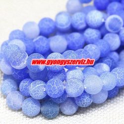   Matt, repesztett achát ásványgyöngy. 6mm. Világoskék. 1 szál (40cm).