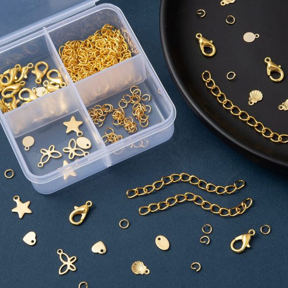 DIY. Acél charm mix. Arany szín. Ajándék tároló dobozban.