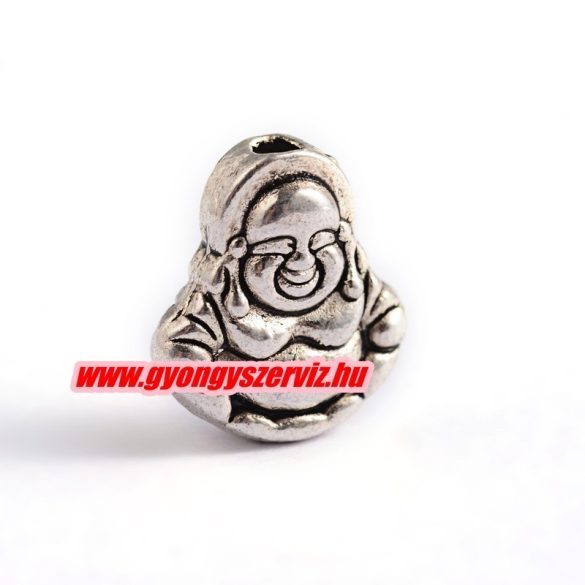 Buddha fém köztes gyöngy. 11x10x5mm. Antik ezüst szín. 10db.