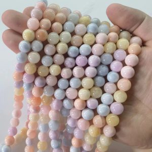 Jade ásványgyöngy. 8mm. " Pasztell mix " 1 szál.