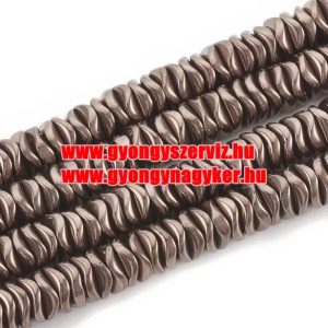 1 szál. Hematit hullámos tallér. Csokoládé szín. 6x1.5mm.