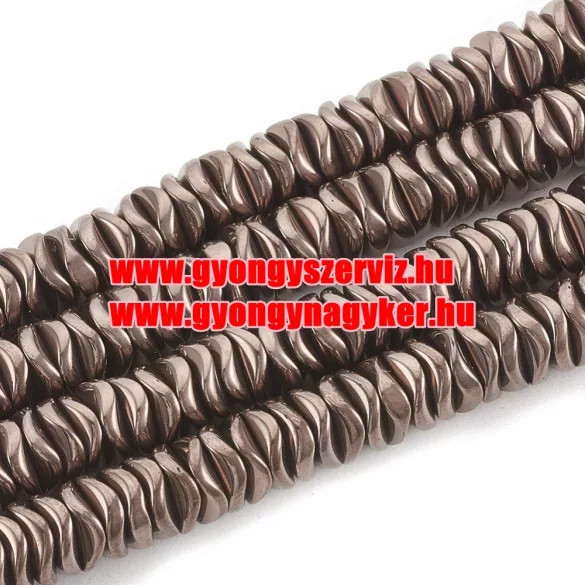 1 szál. Hematit hullámos tallér. Csokoládé szín. 6x1.5mm.