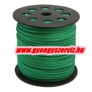 Velúr zsinór. 3x1.4mm. Csillogó tengerzöld. 90m/db.