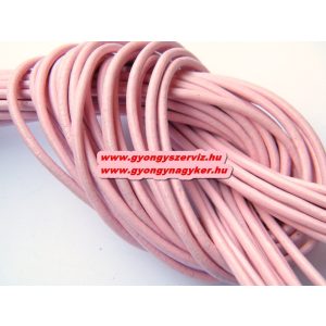 Hengeres bőr szál, bőr zsinór. 2mm. Rózsaszín. 10db/csomag.