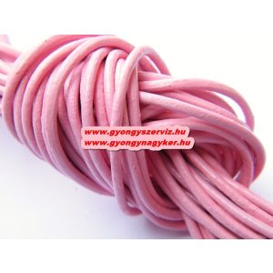 Hengeres bőr szál, bőr zsinór. 2mm. 1m. Világos mályva.10db/csomag.