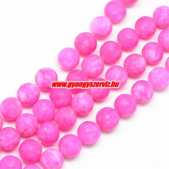Matt jade ásványgyöngy. 8mm. Sötét pink. 1 szál. (kb. 40cm)