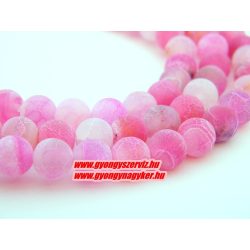   Matt, repesztett achát ásványgyöngy. 8mm. Világos pink.  1 szál (40cm).
