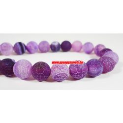 Matt repesztett achát ásványgyöngy. 10mm. Lila. 1 szál.