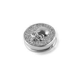   Cirkon kristályos, koponya köztes korong. Platina szín, fehér kristály. 13.4x5.5mm.