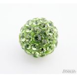 Shamballa gyöngy. 10 mm. Világoszöld.    10db.