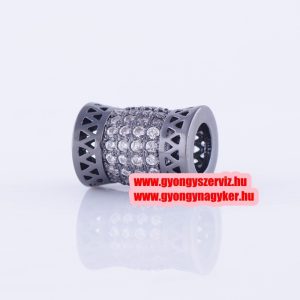 Kiárusítás! Cirkon kristályos köztes gyöngy. Cső. 8x11mm. Fekete szín.