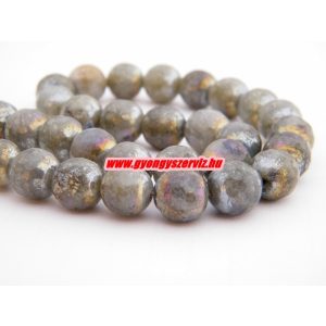 Csiszolt labradorit aura ásványgyöngy. 8mm. 1 szál, kb. 40cm.