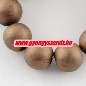 1 szál. Matt hematit ásványgyöngy. 8mm. Rezes szín. 1 szál. (kb. 40cm)