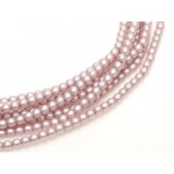 Cseh tekla üveggyöngy. 6mm. Pink szatén. 100db/szál.