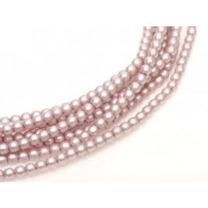 Cseh tekla üveggyöngy. 6mm. Pink szatén. 100db/szál.