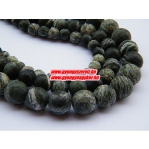 Krizotil - szerpentin ásványgyöngy. 8mm. 1 szál. (kb. 40cm)