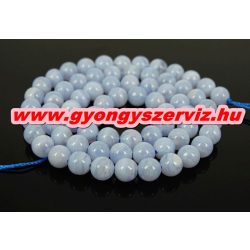 Kék kalcedon. Ásványgyöngy. 8mm. 1 szál (40cm).