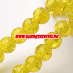 1 szál.  Roppantott üveggyöngy. 6mm, 8mm. Sárga. 