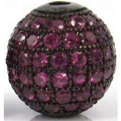   Kiárusítás! Cirkon kristályos köztes gyöngy. 10mm. Fekete, pink kristály.