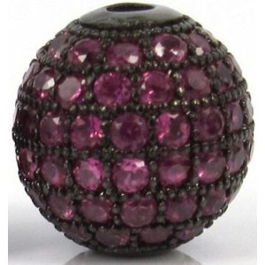 Kiárusítás! Cirkon kristályos köztes gyöngy. 10mm. Fekete, pink kristály.