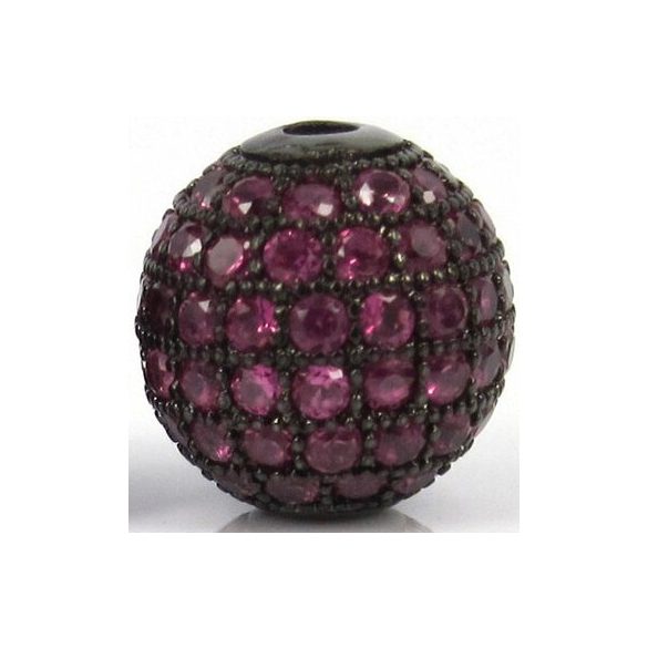 Kiárusítás! Cirkon kristályos köztes gyöngy. 10mm. Fekete, pink kristály.