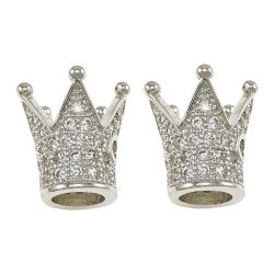   Kiárusítás! Cirkon korona. 11x13mm. Platina szín, fehér kristály.